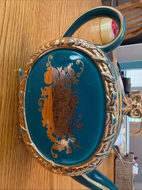 Teal and Gold Decorative Teapot Accent - Sadler